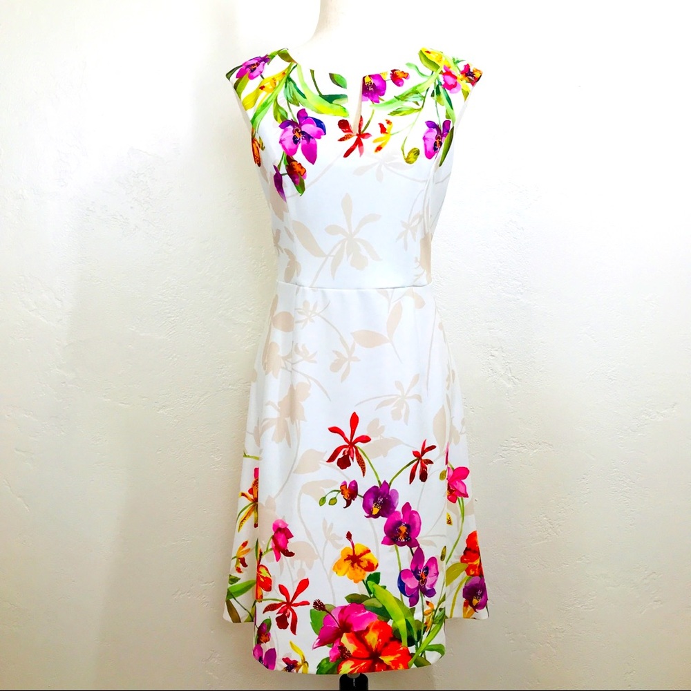 Adrianna Papell Dress Floral Fit +Flare Size 12